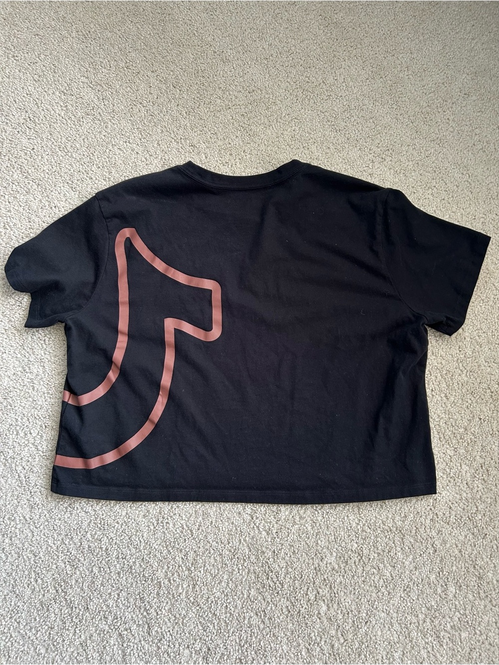 True Religion Black Crop Top with Brown Graphic